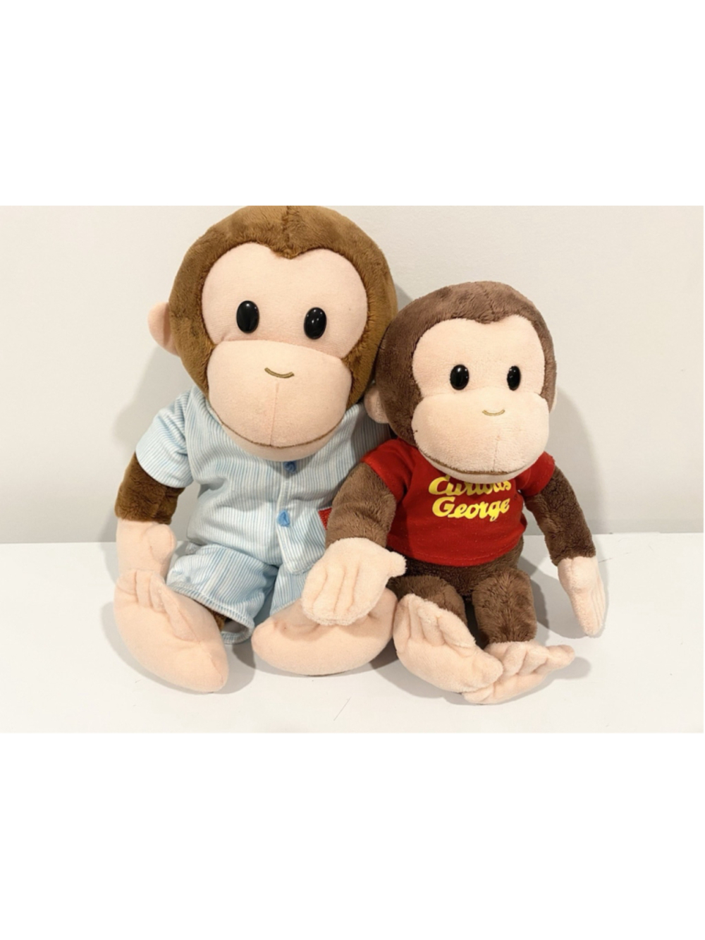 Curious George Plush Lot of 2 Pajama George Red Shirt Universal Studios
